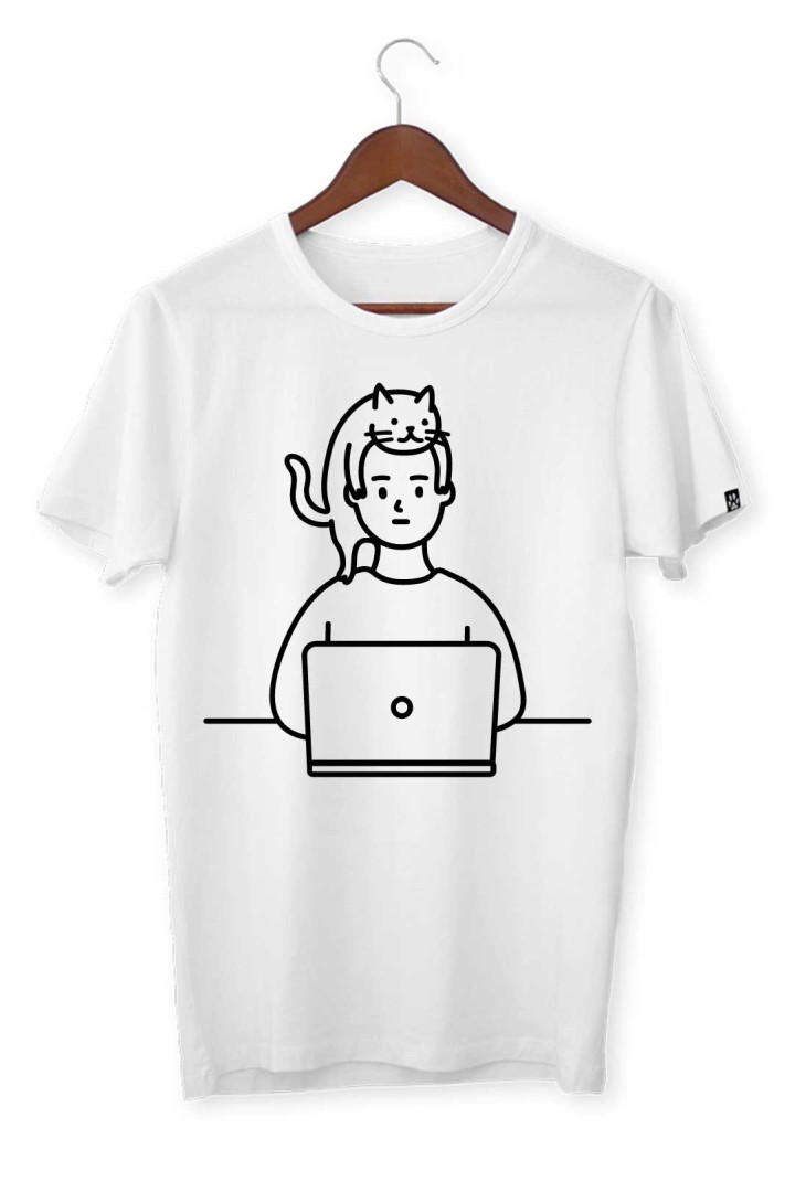 Koszulka home office z kotem