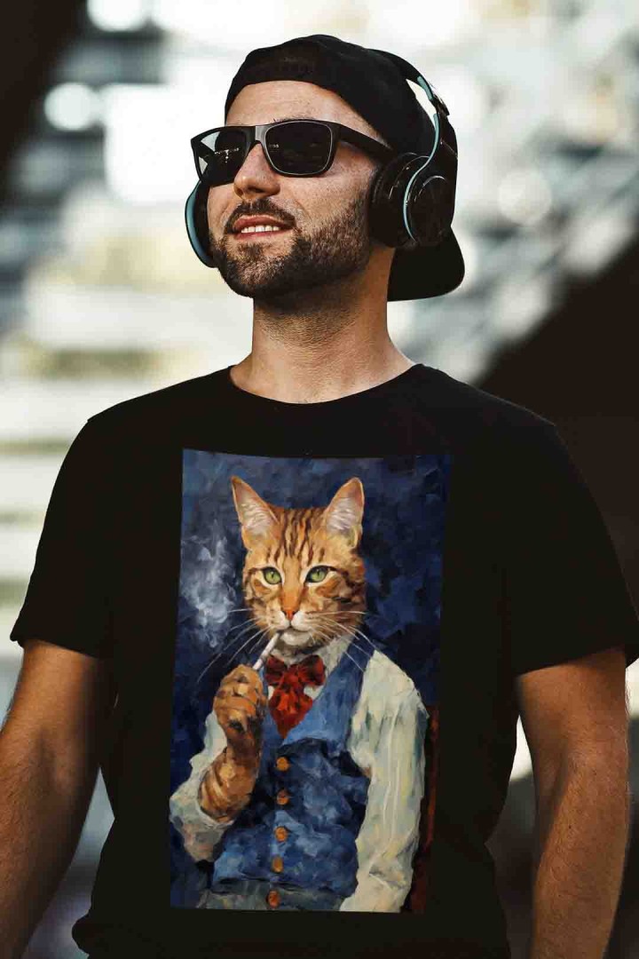 Koszulka kot z fajką