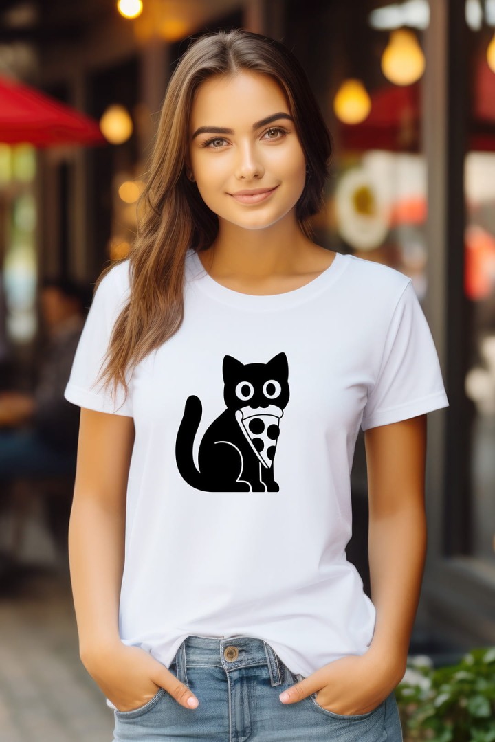 Koszulka kotek z pizzą