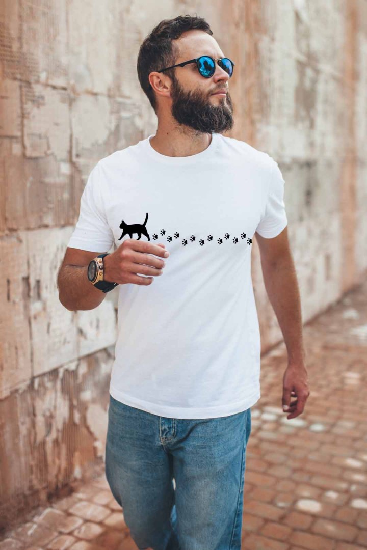 Koszulka dla kociary śladami kota