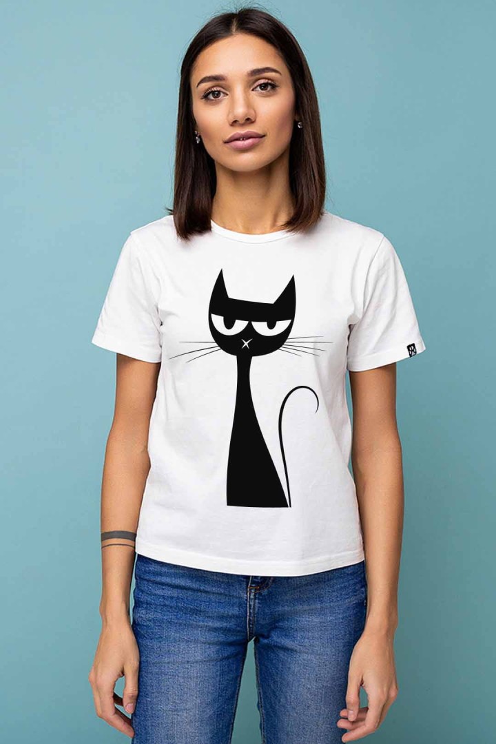 Koszulka długi czarny kot