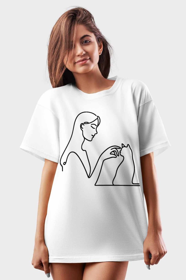 Koszulka dziewczyna z kotem dla kociej mamy