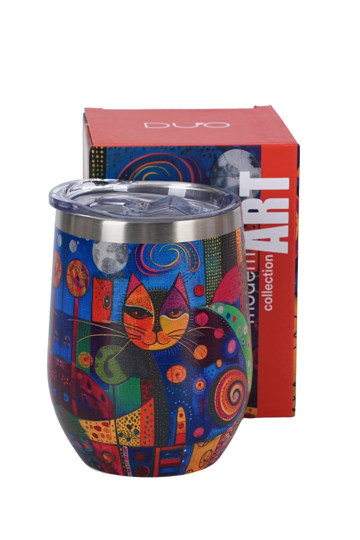 Kubek termiczny 330 ml kot artystyczny