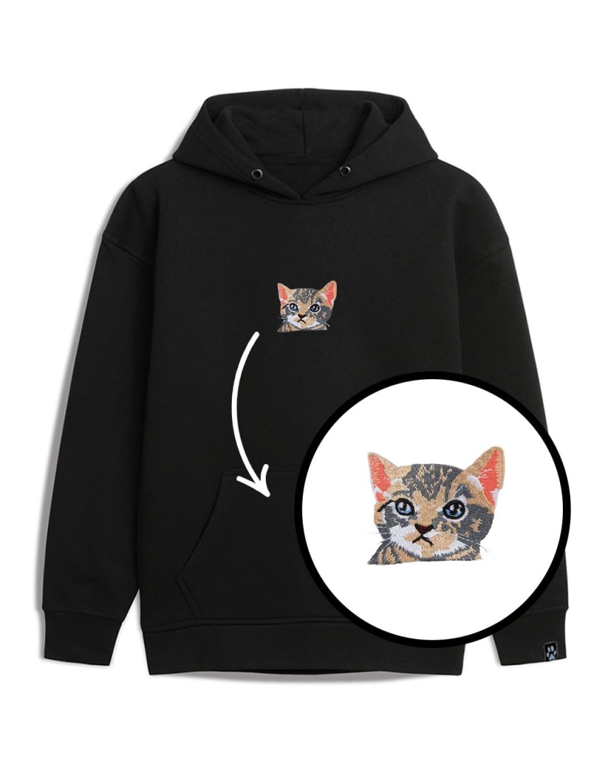 Bluza z kapturem z haftem mały kotek 