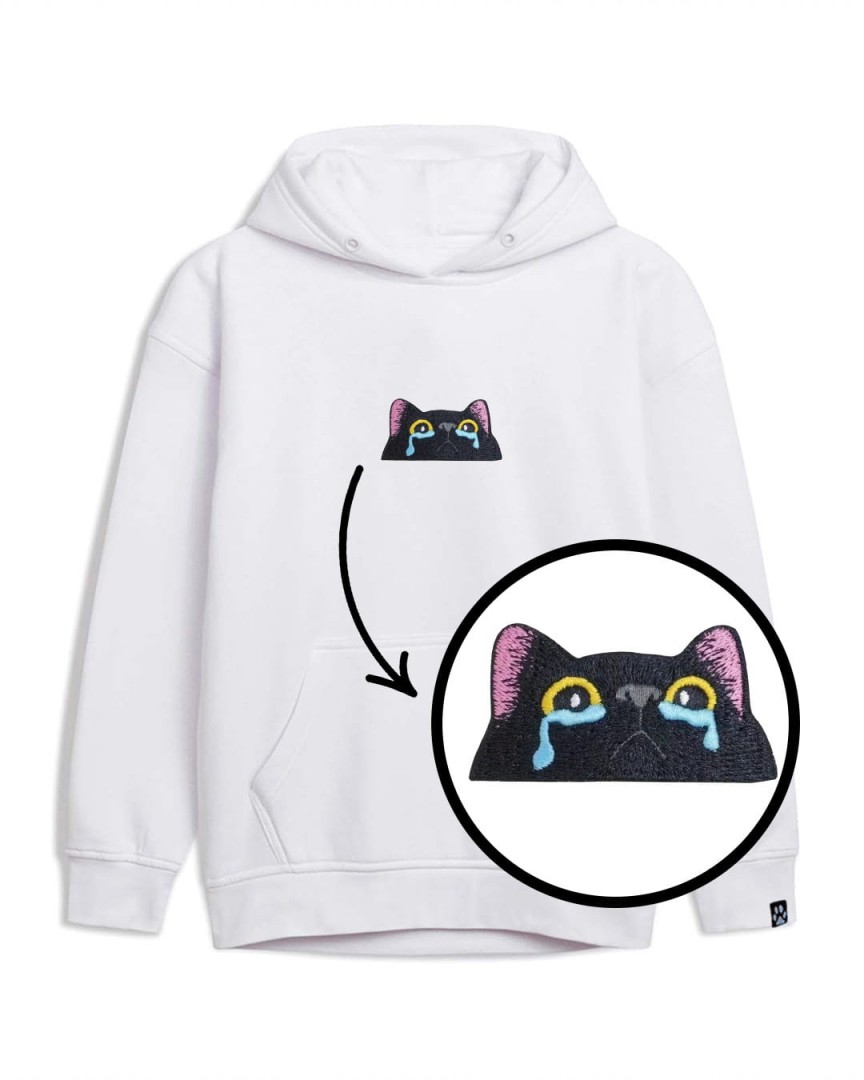 Bluza z haftem smutny kotek