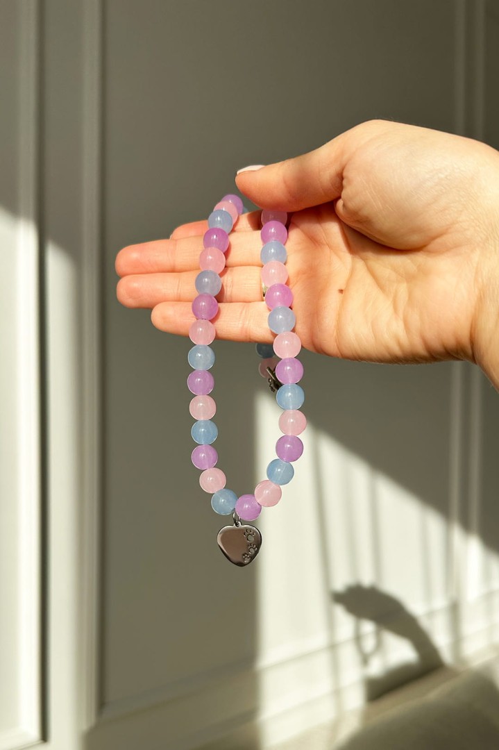 Naszyjnik w pastelowych odcieniach z zawieszką w kształcie serca stal szlachetna