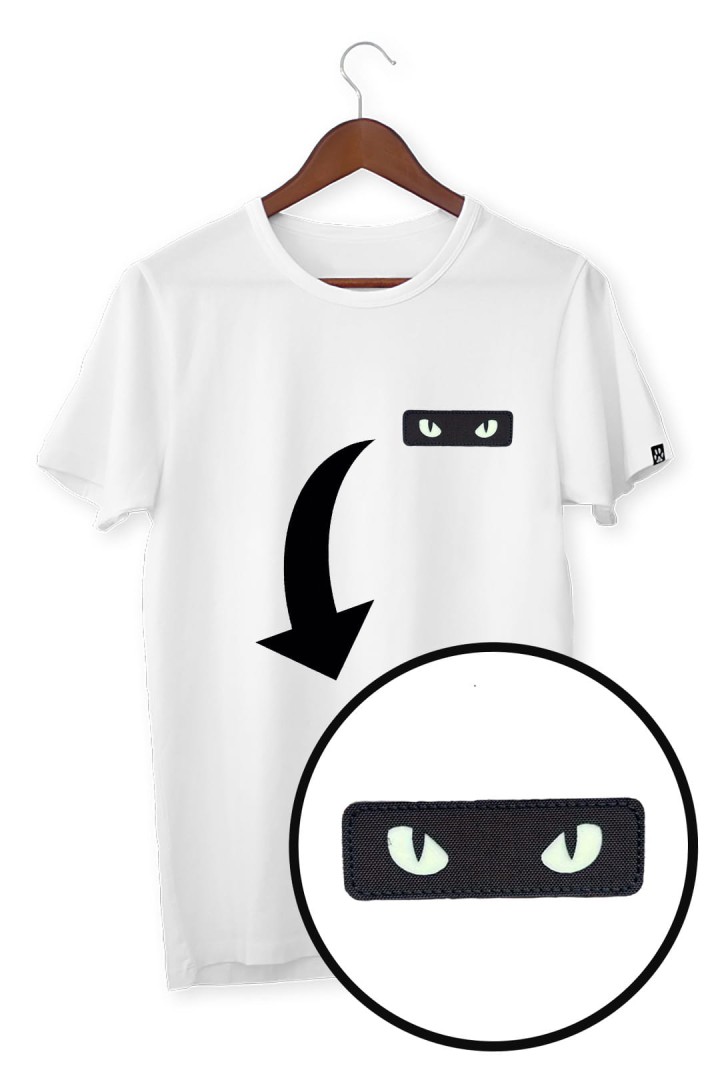 Koszulka unisex z naszywką z kocimi oczami - świeci w ciemności