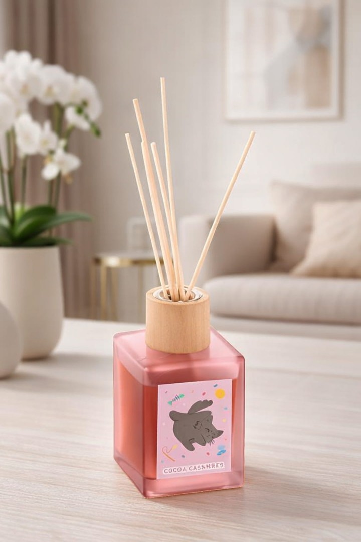 Dyfuzor zapachowy 100 ml kakao z kotkiem, który otula dom spokojem