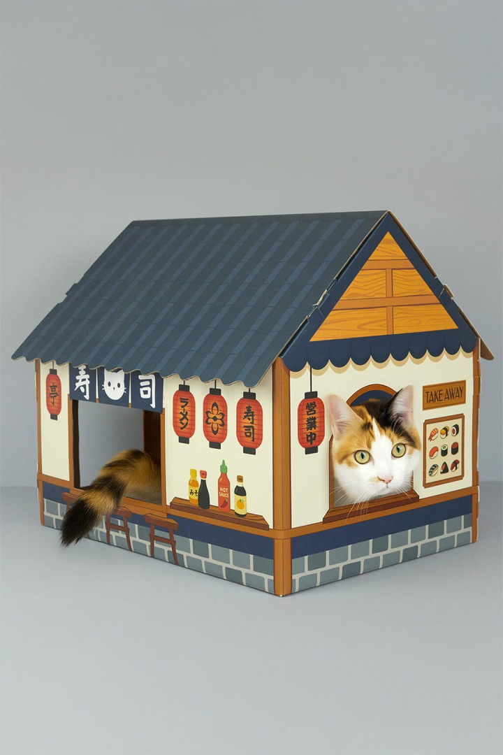 Kartonowy drapak - domek dla kota Sushi Bar 