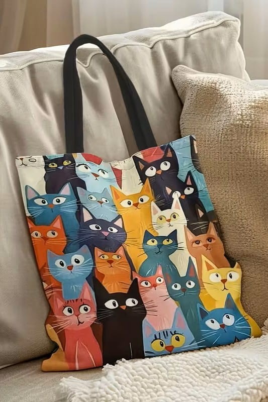 Torba na zakupy z kolorowymi kotami