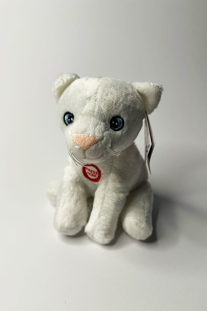 Maskotka dla dzieci biały kot - kotek Leoś 15 cm