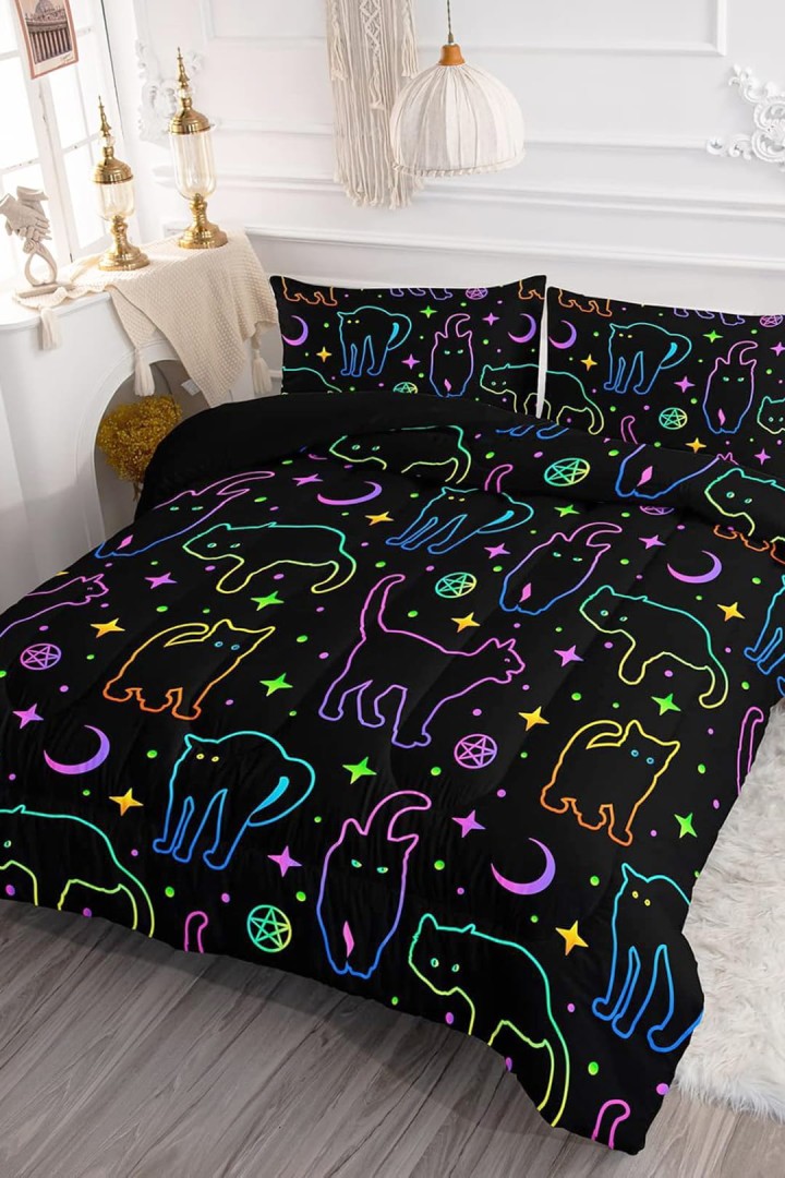 Pościel w koty gwiaździsta 160x200 cm + 2 poszewki