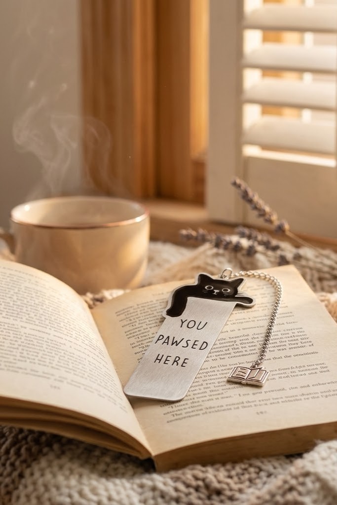 Metalowa zakładka do książki kotek