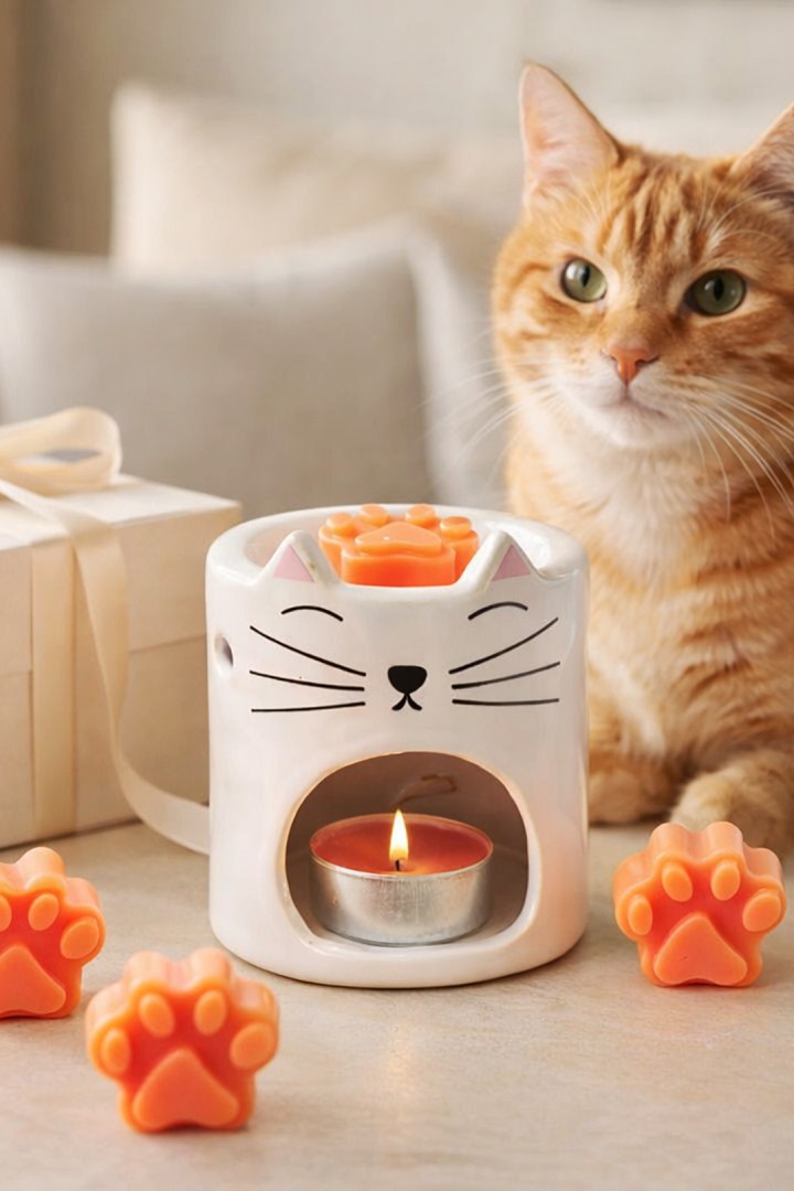 Kominek w kształcie kota + pachnące kocie łapki