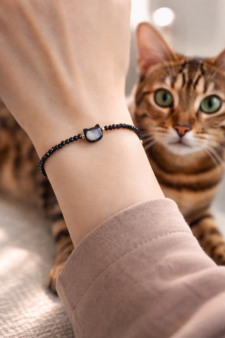 Bransoletka kotek czarna dla kociary