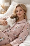 Piżama damska dwuczęściowa w kotki różowa