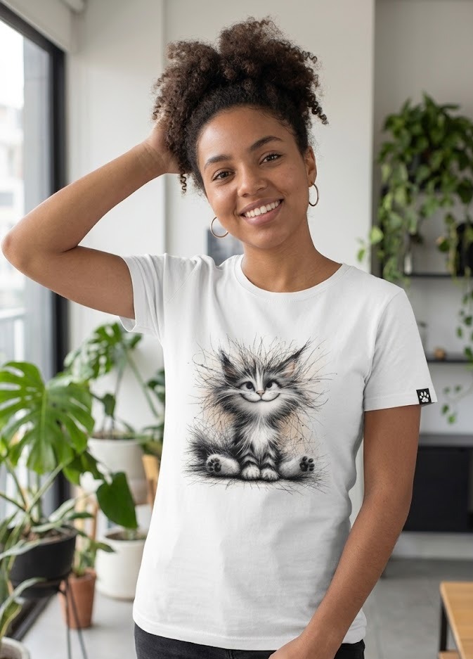 Koszulka rozczochrany kociak