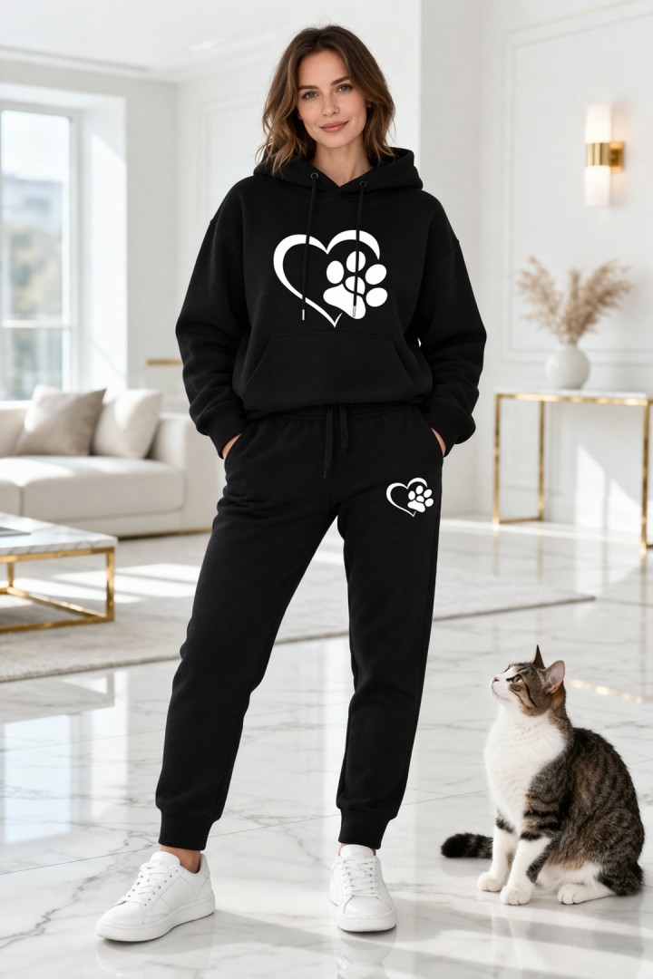 Komplet dresowy z motywem kotów bluza + spodnie