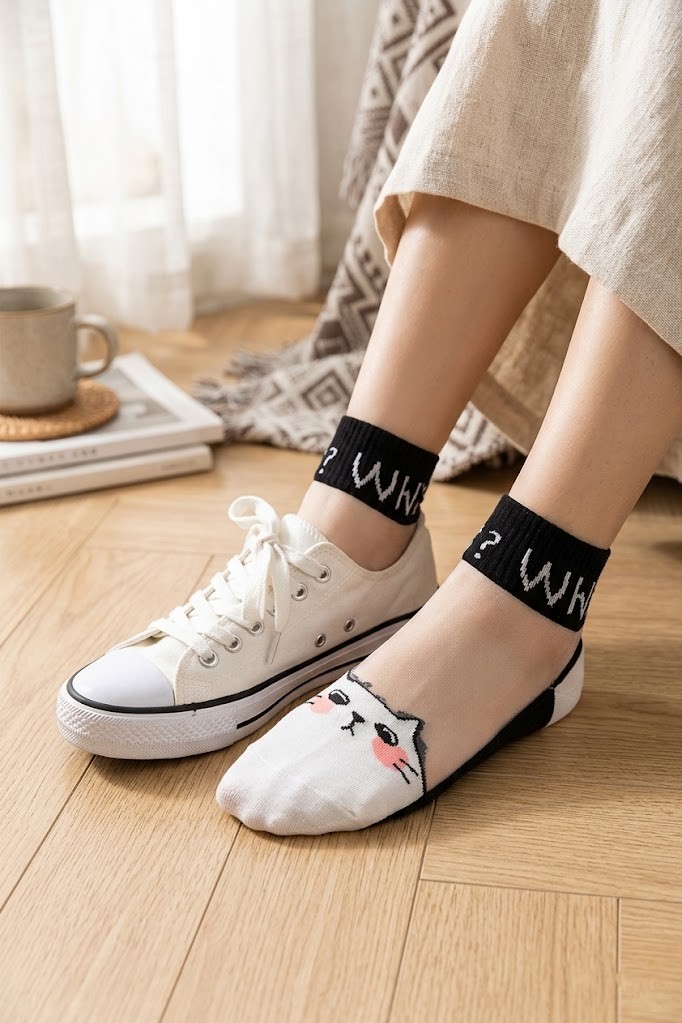 Skarpetki przezroczyste w koty