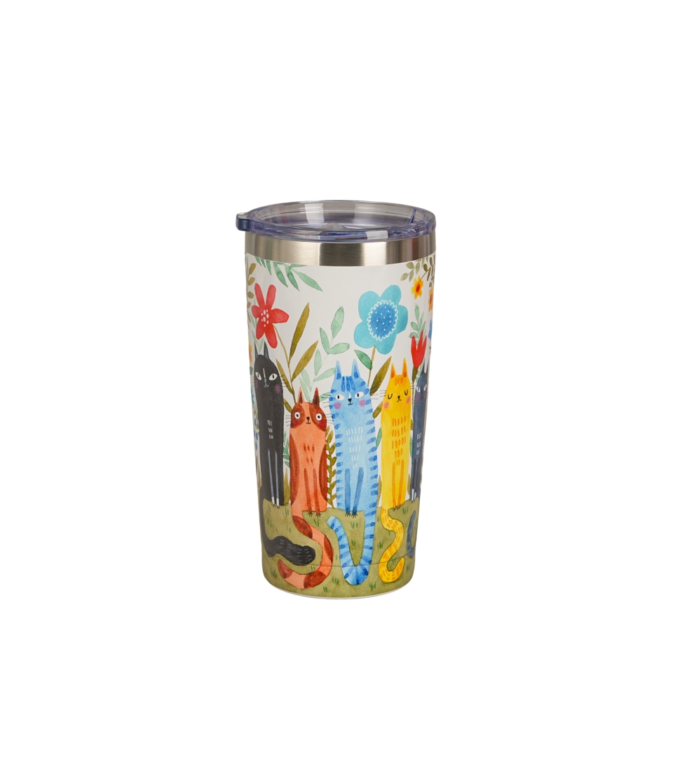 Kubek termiczny prosty 600ml kot ogrodowy
