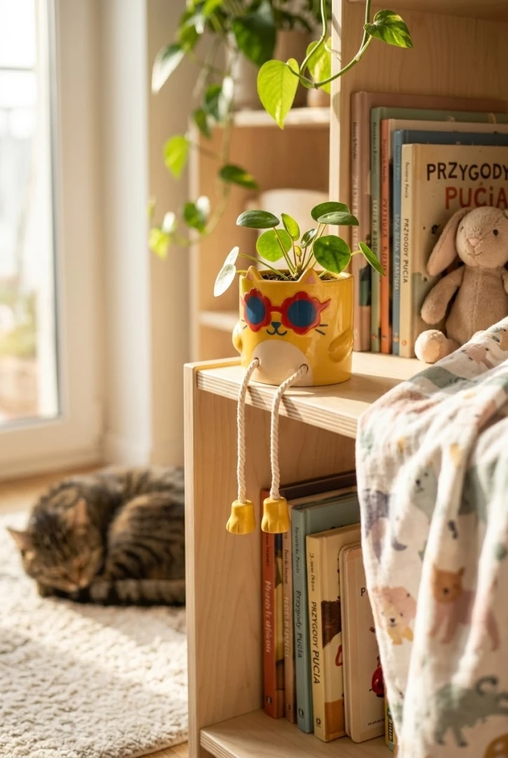 Ceramiczna doniczka z wiszącymi łapkami 