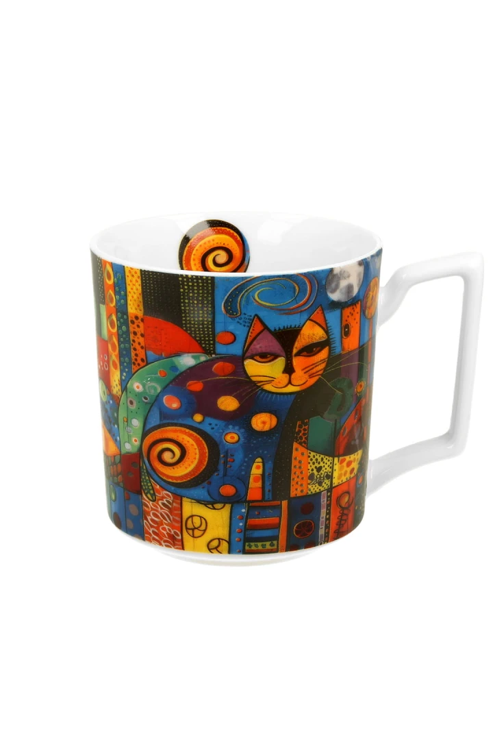 Kubek porcelanowy duży artystyczny kot 750 ml
