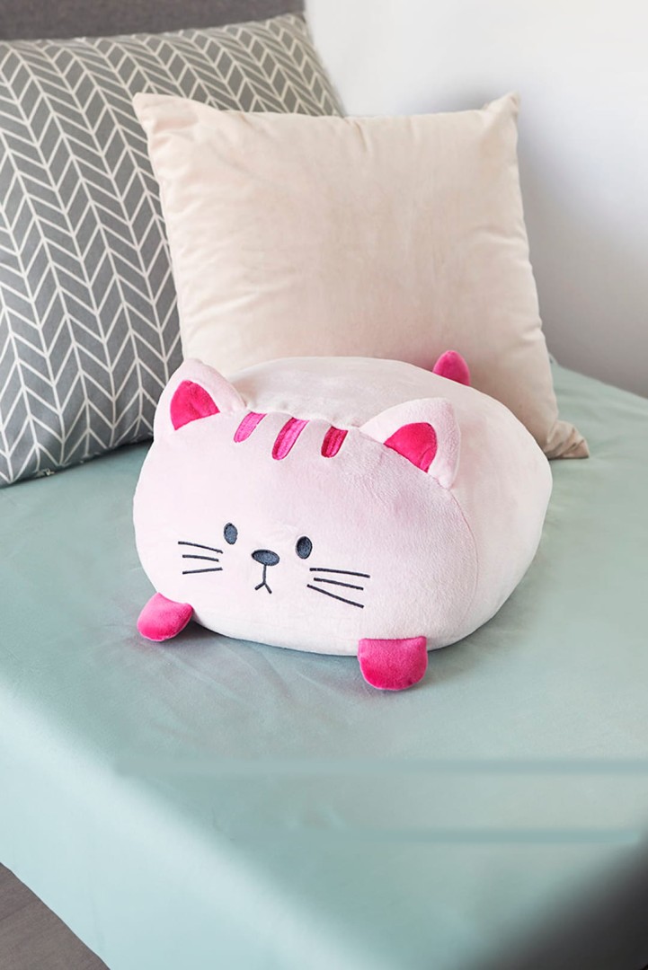 Kocia poduszka turkusowa / różowa