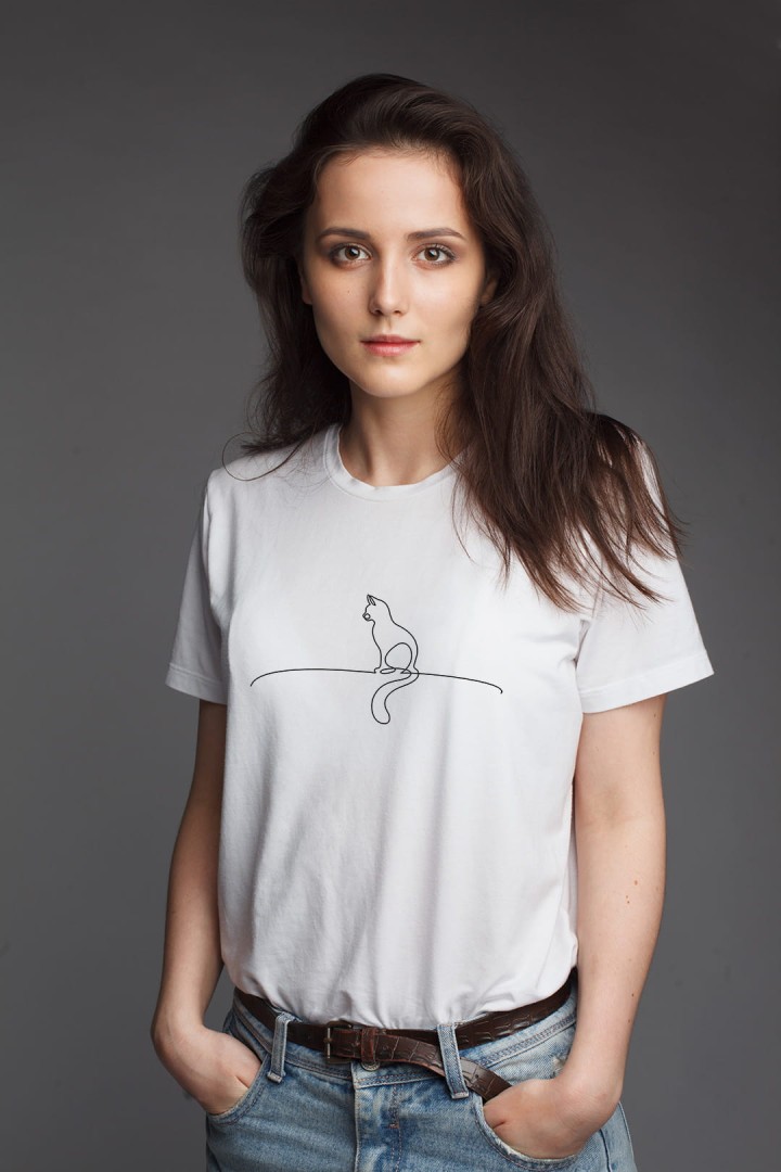 Koszulka z minimalistycznym kotkiem dla kociej mamy