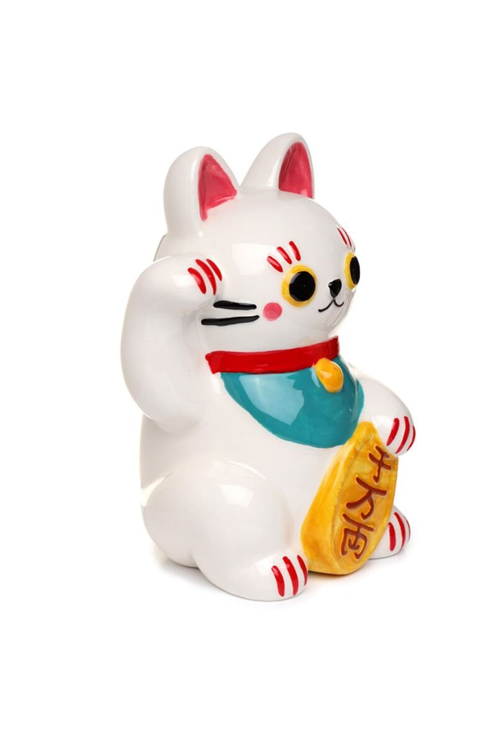 Kocia skarbonka ceramiczna biała